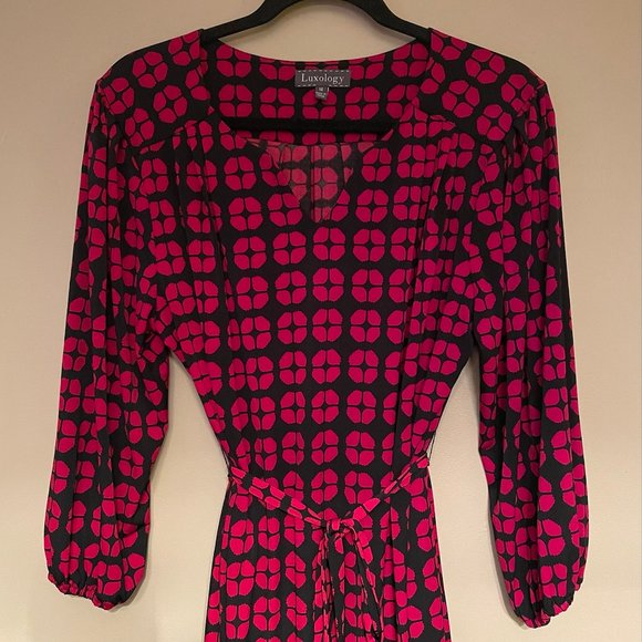 Red & Black Print Luxology Dress - Picture 1 of 8